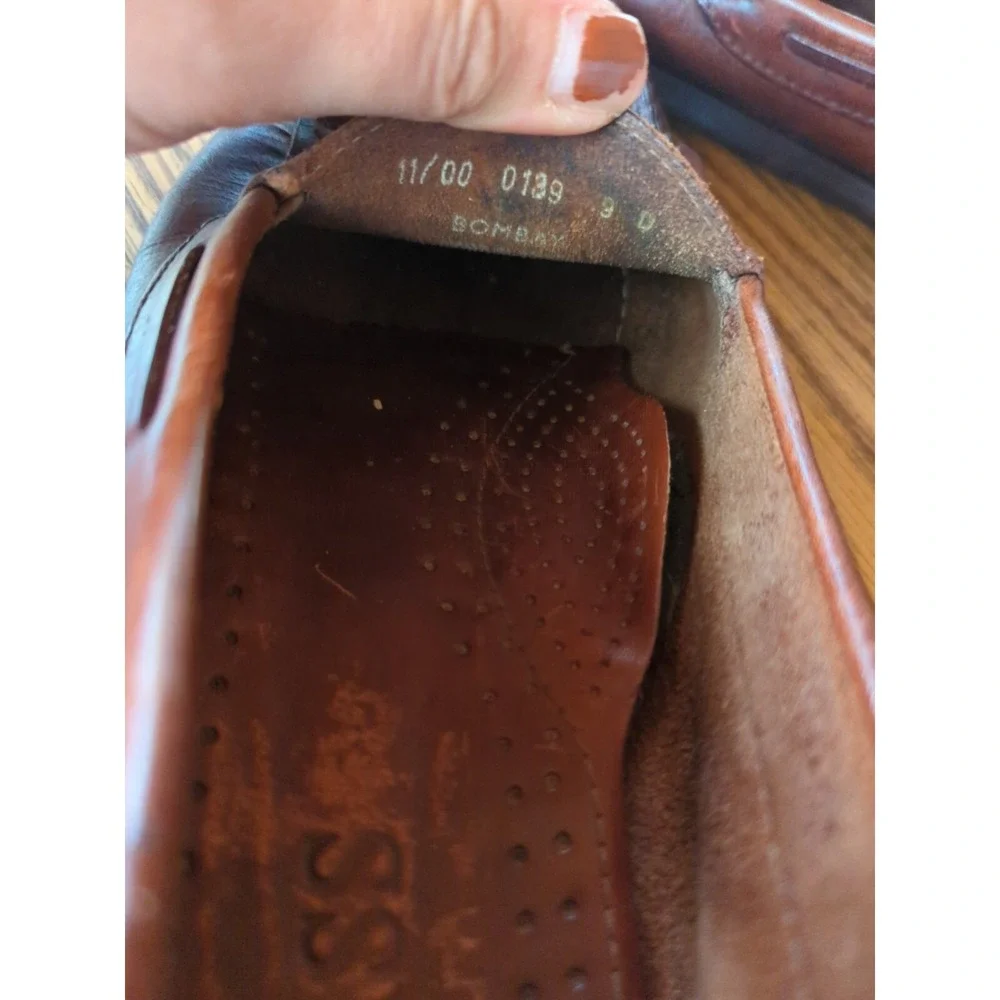 Bass Bombay Loafers Shoes Men's Size 9 D Brown Tassel Leather Slip‎ On Moc Toe